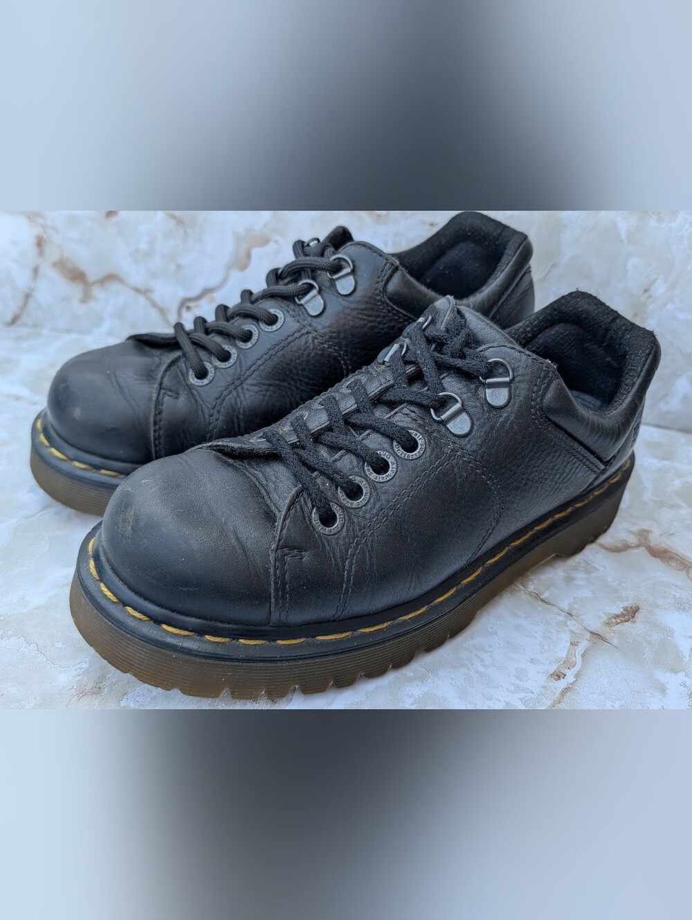 Vtg Dr Martens 8312 Oxford Chunky Casual Shoes Black Leather Woman's Sz 7